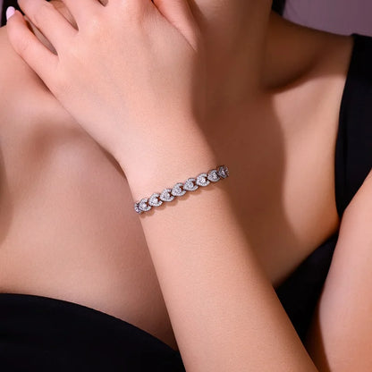 Adjustable Moissanite Bracelet in 925 Sterling Silver with 18K Gold Plating – Heart Design | Certificate of Authenticity