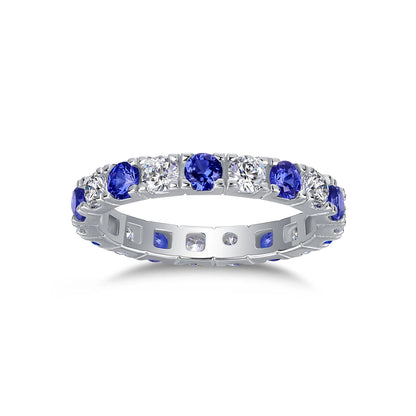 S925 Sterling Silver Ring with Moissanite and Sapphires, 18K Gold Plated – GRA Certified