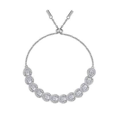 Adjustable Moissanite Bracelet in 925 Sterling Silver with 18K Gold Plating – Heart Design | Certificate of Authenticity