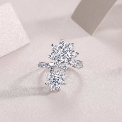 Moissanite Ring in 925 Sterling Silver with 18K Gold Plating – Elegant and Brilliant Design | Perfect Christmas Gift