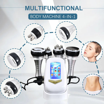 4-in-1 Cavitation Machine | 40K Ultrasound + Radiofrequency + Vacuum | Facial & Body Slimming and Firming