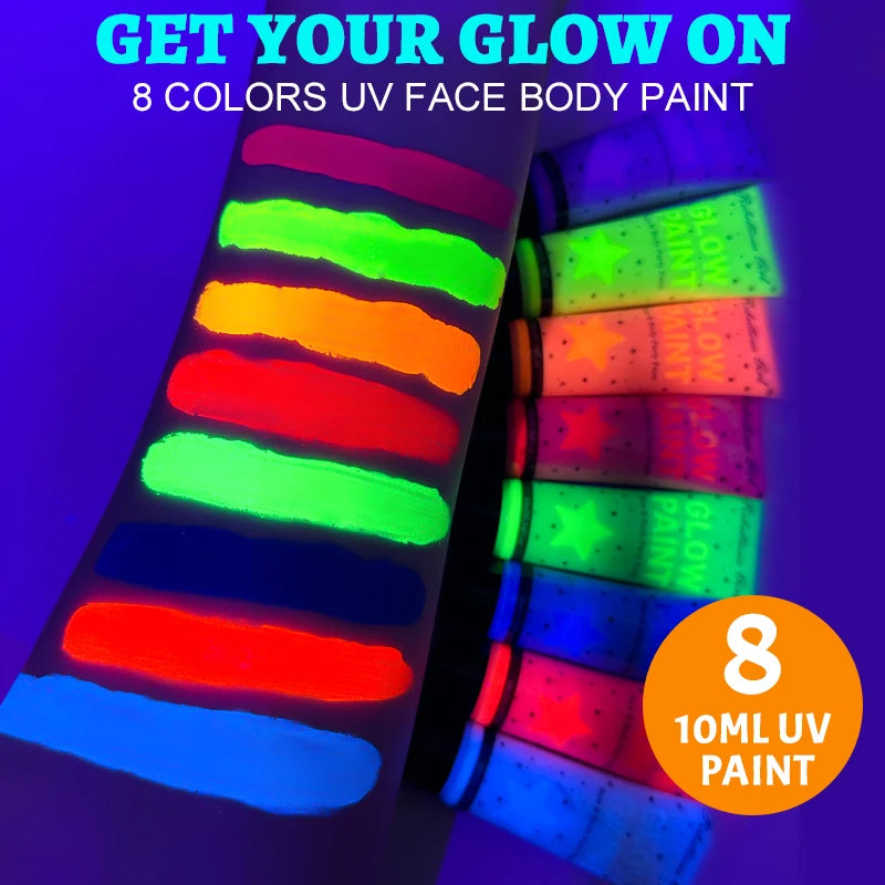 UV neon face and body paint by RAVEN KRONE, detail 3