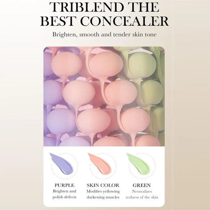 Face Makeup Primer Tri-color Cream Contour Color Isolation Waterproof Makeup Foundation Natural Makeup Base Cream 40g