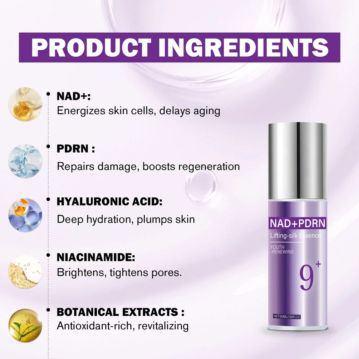 NAD+ PDRN lifting essence and glow toner by RAVEN KRONE, detail 5