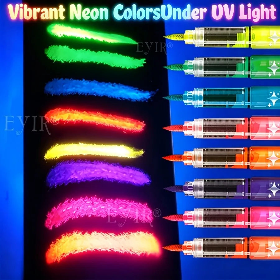 UV-Neon-Gesichts- & Körpermalstifte – schwarzlichtaktiv, abwaschbar, 3er-Packs, 8 Farben