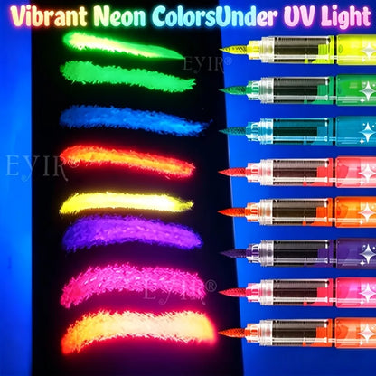 UV-Neon-Gesichts- & Körpermalstifte – schwarzlichtaktiv, abwaschbar, 3er-Packs, 8 Farben