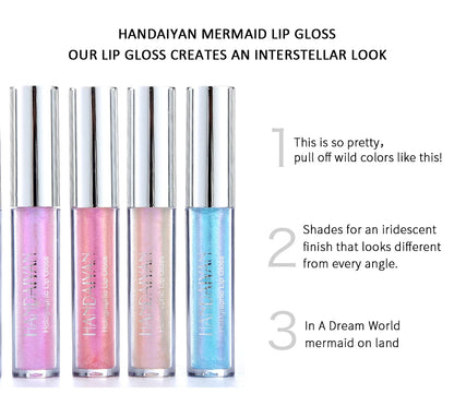 Laser Holographic Lip Gloss Liquid Lipstick Mermaid Pigment  Lipgloss Waterproof Metallic Lip Makeup