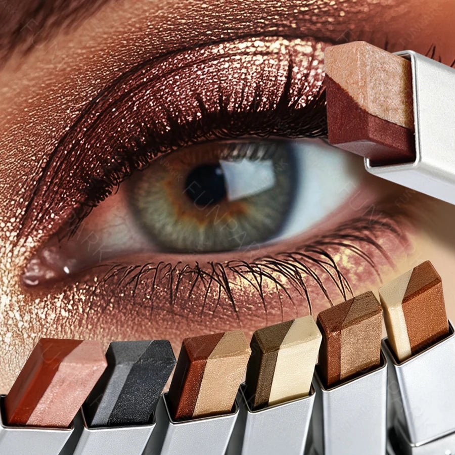 Two-Tone Shimmer Eyeshadow Stick – Dual-Shade Gradient, Creamy & Long-Lasting, 6 Shades