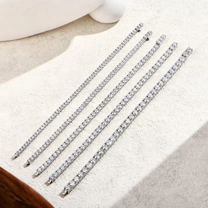 Luxury Moissanite Tennis Bracelet for Women – DVVS1 Round Cut Diamond Simulant, 925 Sterling Silver White Gold Plated
