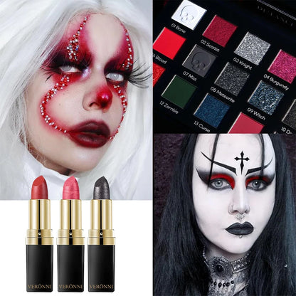 Gothic makeup set with eyeshadow palette, white foundation and lipstick by RAVEN KRONE, detail 6