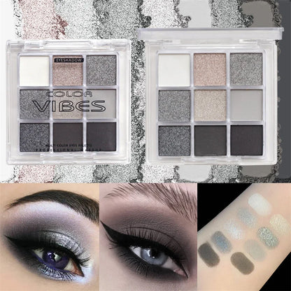 Paleta de sombras de ojos con 9 colores brillantes y resistentes al agua