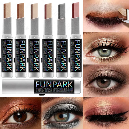 Two-Tone Shimmer Eyeshadow Stick – Dual-Shade Gradient, Creamy & Long-Lasting, 6 Shades