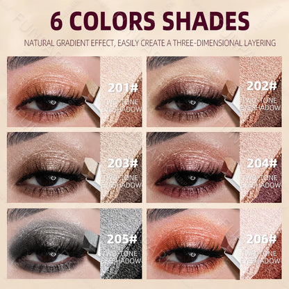 Two-Tone Shimmer Eyeshadow Stick – Dual-Shade Gradient, Creamy & Long-Lasting, 6 Shades