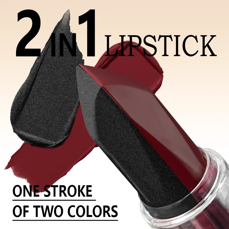 Black and red two-tone glitter lipstick by RAVEN KRONE, detail 4