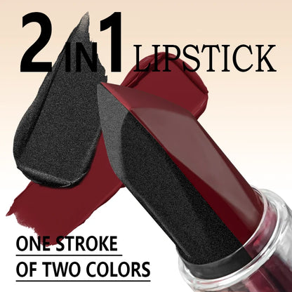 Black and red two-tone glitter lipstick by RAVEN KRONE, detail 4