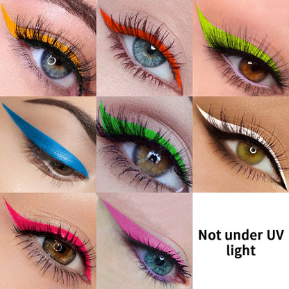 UV Neon Liquid Eyeliner – Blacklight Glow, Matte, Waterproof & Quick-Dry, 8 Colours