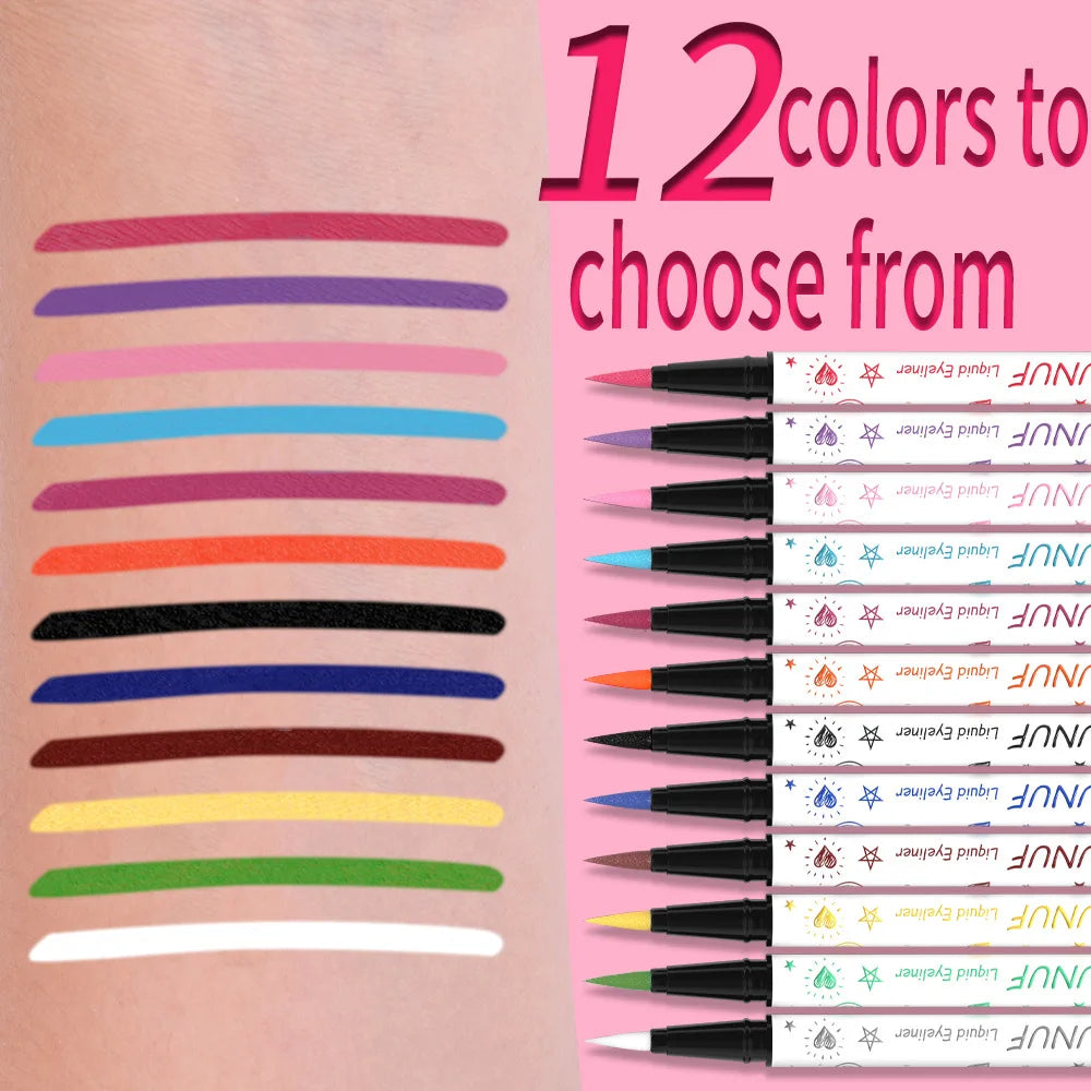 Farbiger Eyeliner-Stift mit ultrafeiner Spitze – matt, wasserfest & schnell trocknend, 12 Nuancen