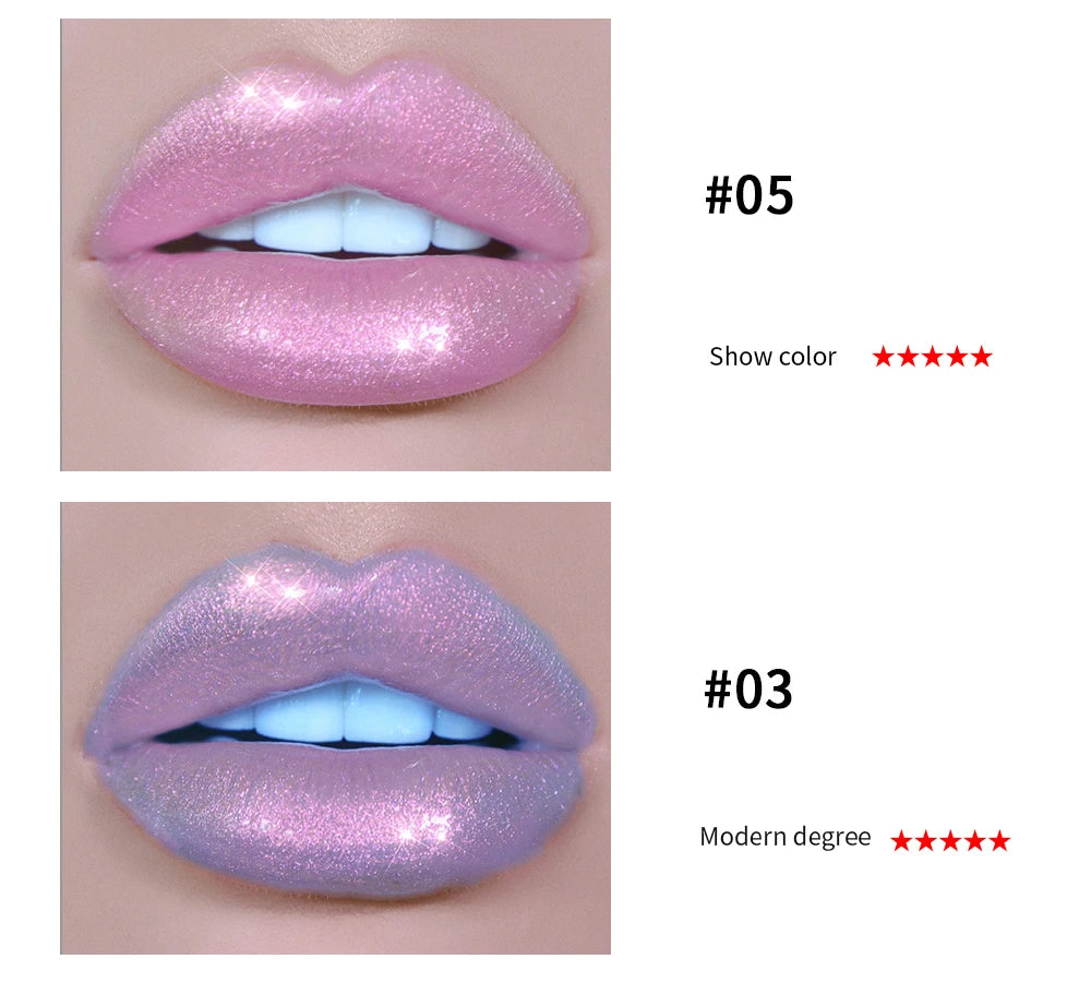 Laser Holographic Lip Gloss Liquid Lipstick Mermaid Pigment  Lipgloss Waterproof Metallic Lip Makeup