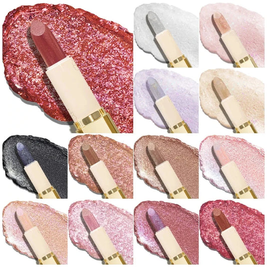 Long-Lasting Moisturizing Shiny Diamond Lipstick 13 Colors Lip Gloss Glitter Shimmer Lip Blam