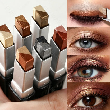 Two-Tone Shimmer Eyeshadow Stick – Dual-Shade Gradient, Creamy & Long-Lasting, 6 Shades