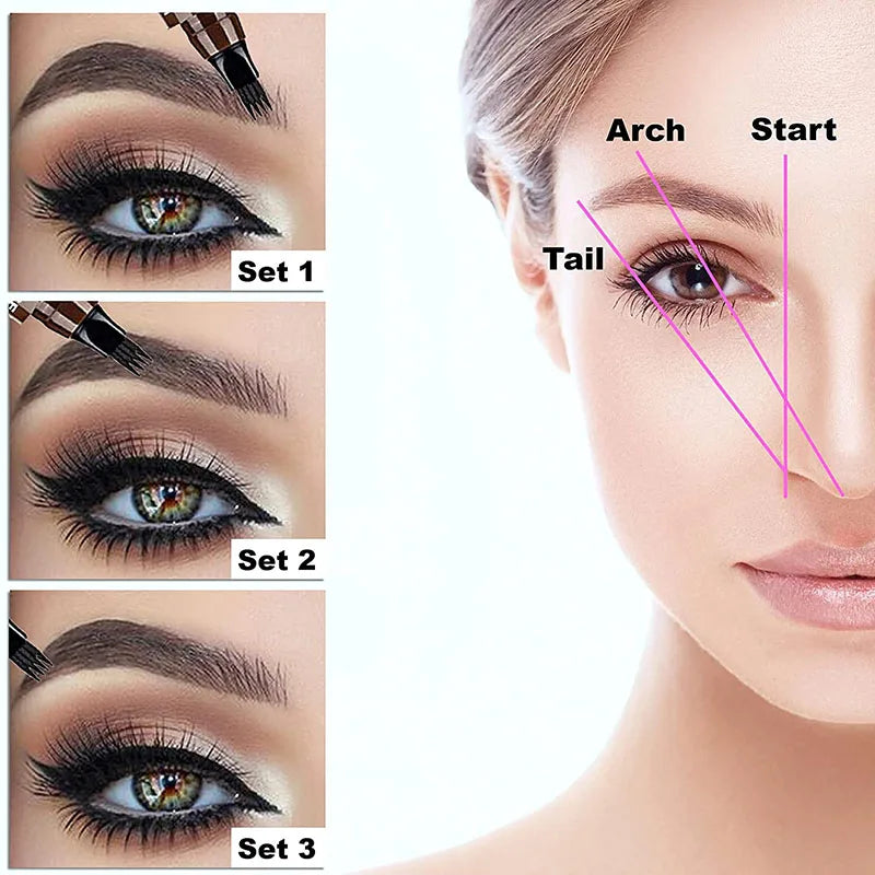 4 Point Eyebrow Pencil Waterproof Liquid Long Lasting.