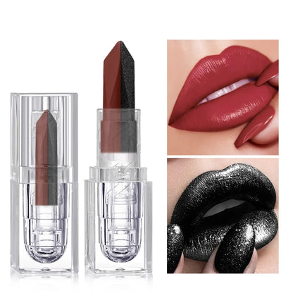 Black and red two-tone glitter lipstick by RAVEN KRONE, detail 2