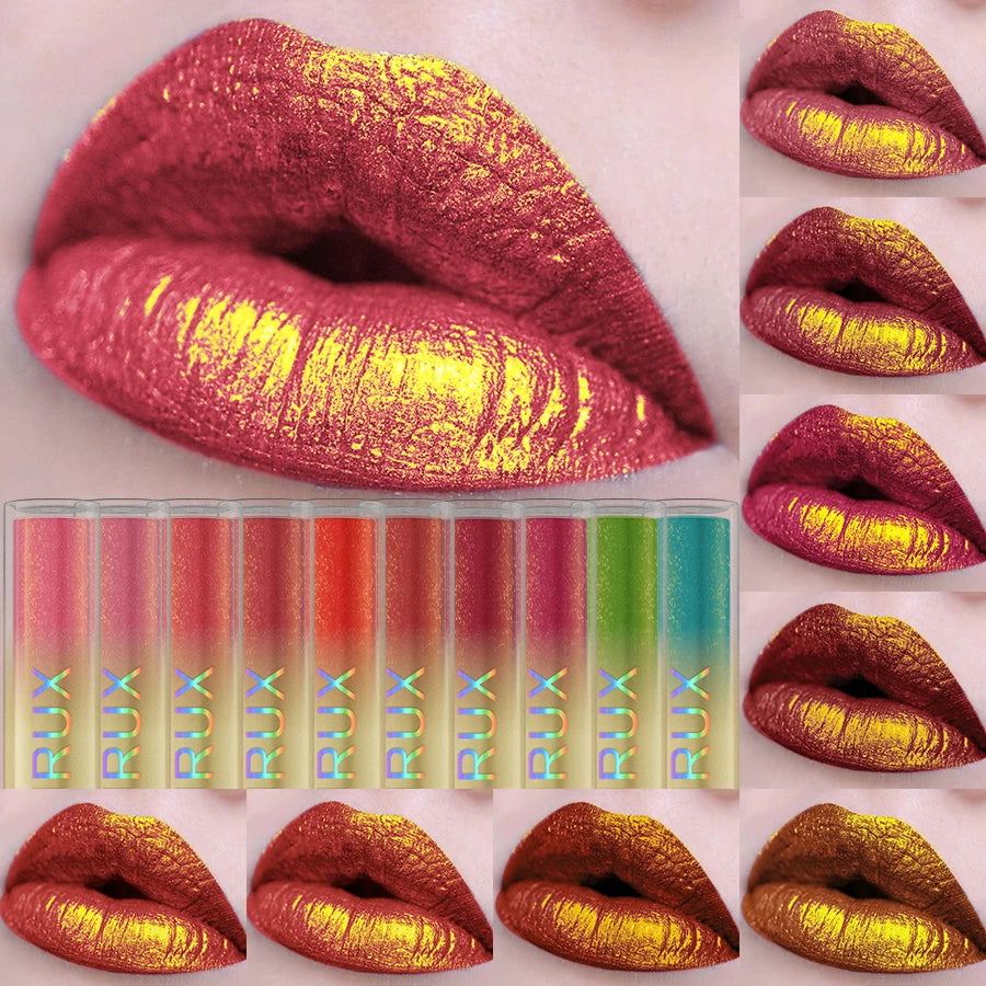 Gloss metalizado duocromo – cambio de color con purpurina, de mate a brillo, larga duración, 14 tonos
