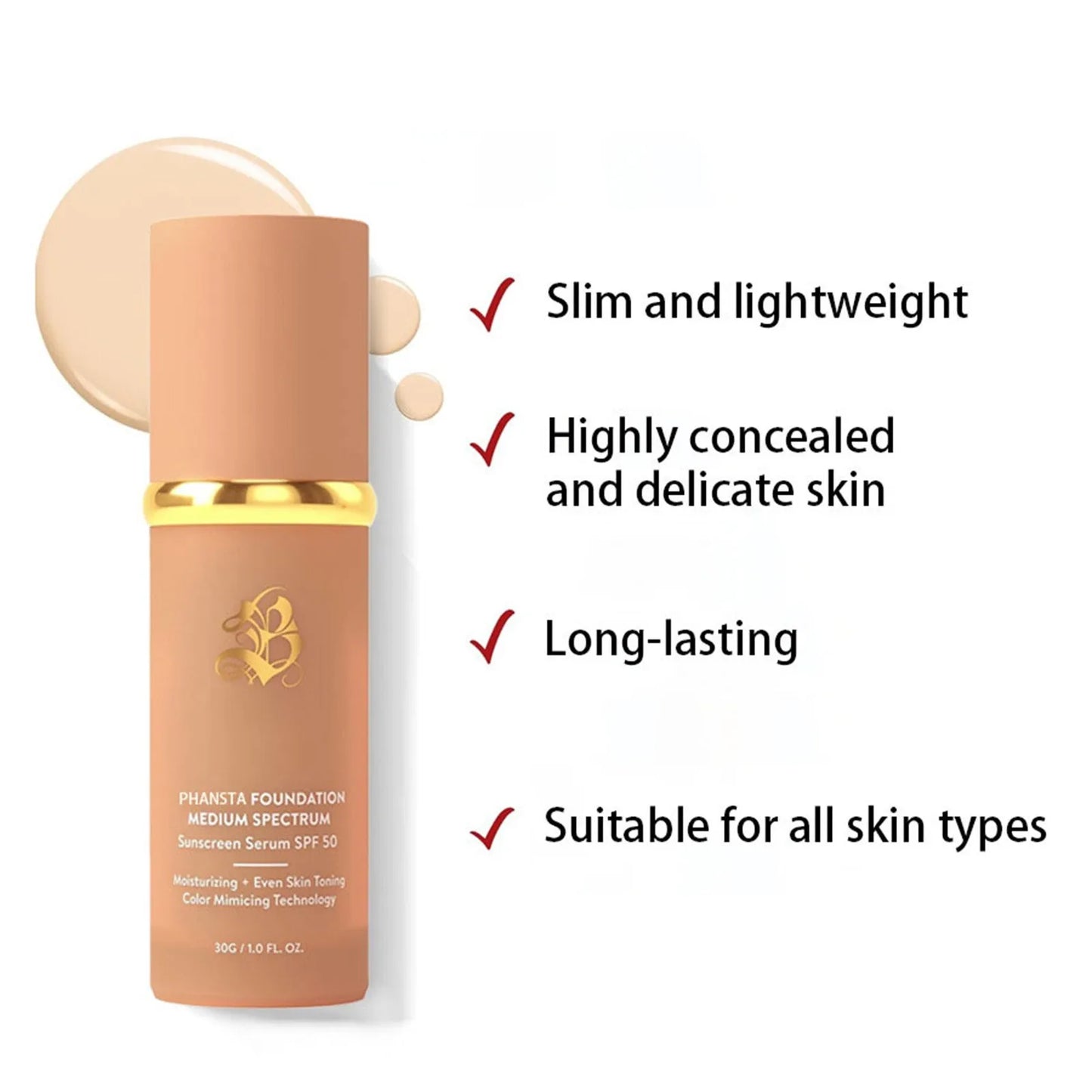 4 In 1 Spectrums With SPF50+ Longwearing, Hydrating & Waterproof Foundation