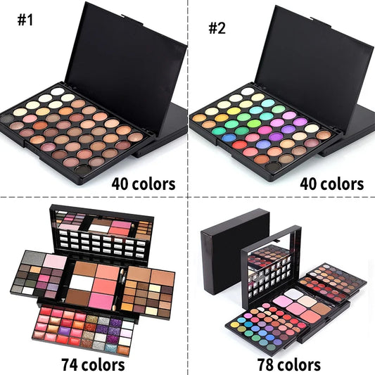 40/74/78 Colors Glitter Eyeshadow Palette Kit Matte Waterproof