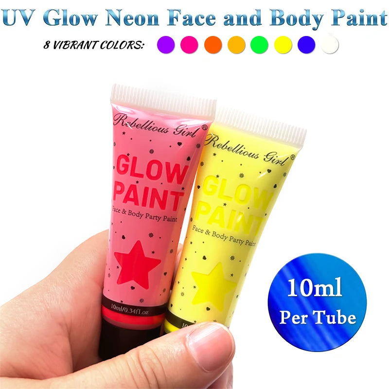 UV neon face and body paint by RAVEN KRONE, detail 4