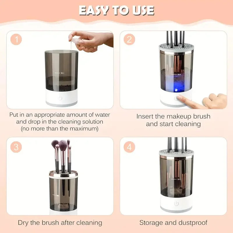 Portable Electric Makeup Brush Cleaner Machine with USB Plug - Quick Brush Cleaner