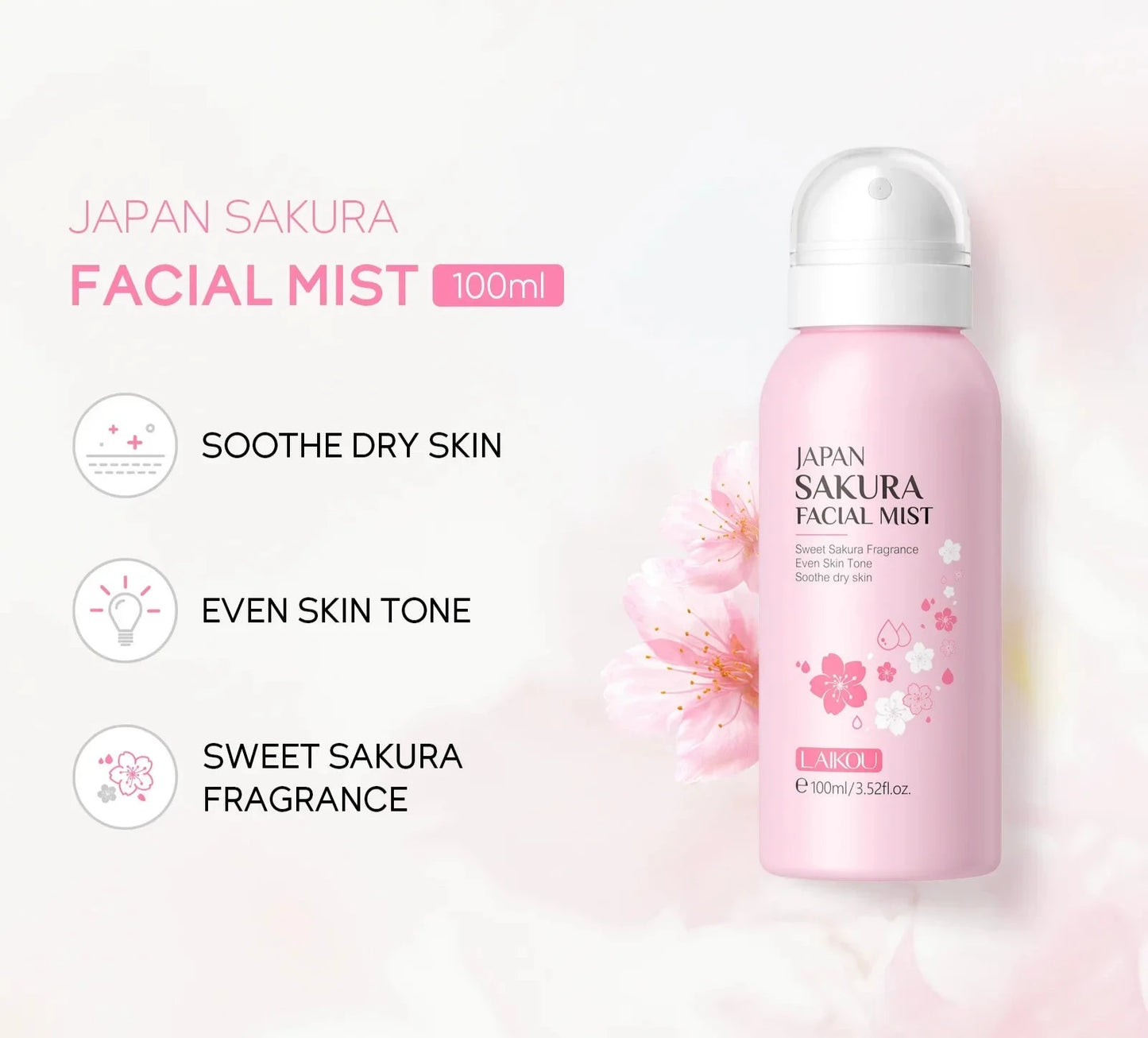 Sakura Facial Mist Brightening Spray Moisturizing Face Serum Brightening Toner Shrink Pores Oil Controlg Skincare 100ml