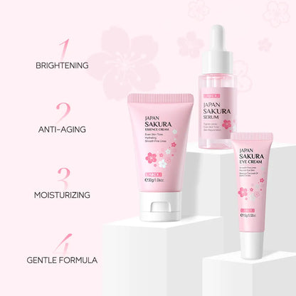 Sakura Skin Care Sets Limpiador facial Crema facial Suero Tónico Hidratante Iluminador Reafirmante Kit de cuidado facial Hidratante