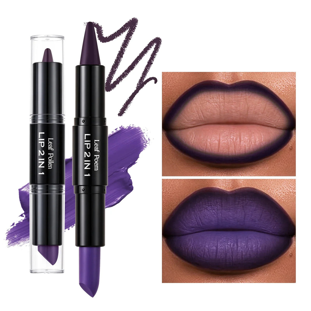 2-in-1 ombré lipstick and lip liner by RAVEN KRONE, shade 01 Purple