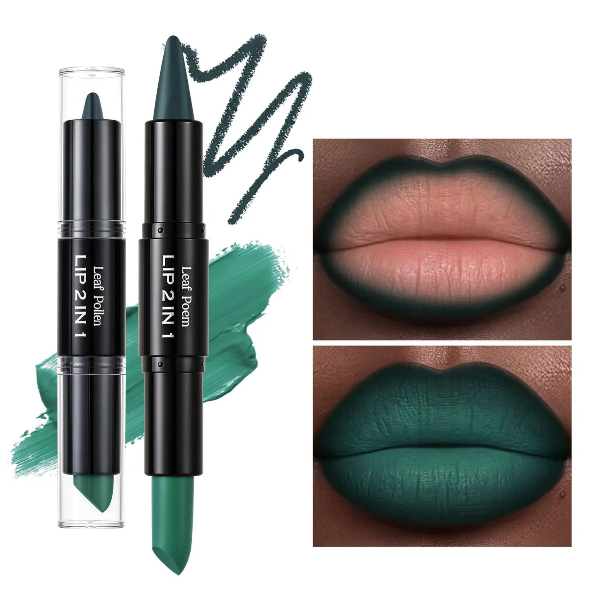 2-in-1 ombré lipstick and lip liner by RAVEN KRONE, shade 02 Teal