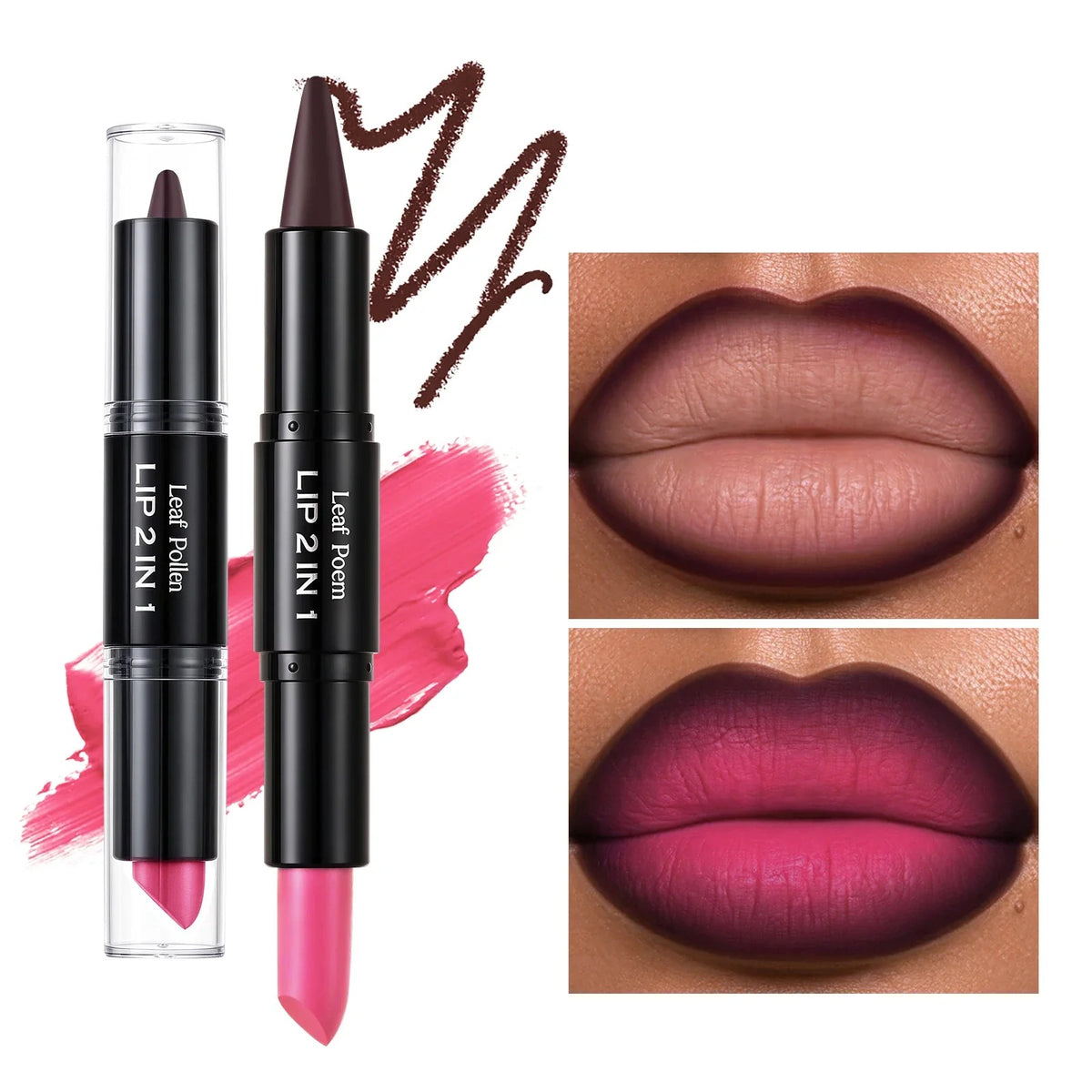 2-in-1 ombré lipstick and lip liner by RAVEN KRONE, shade 03 Pink