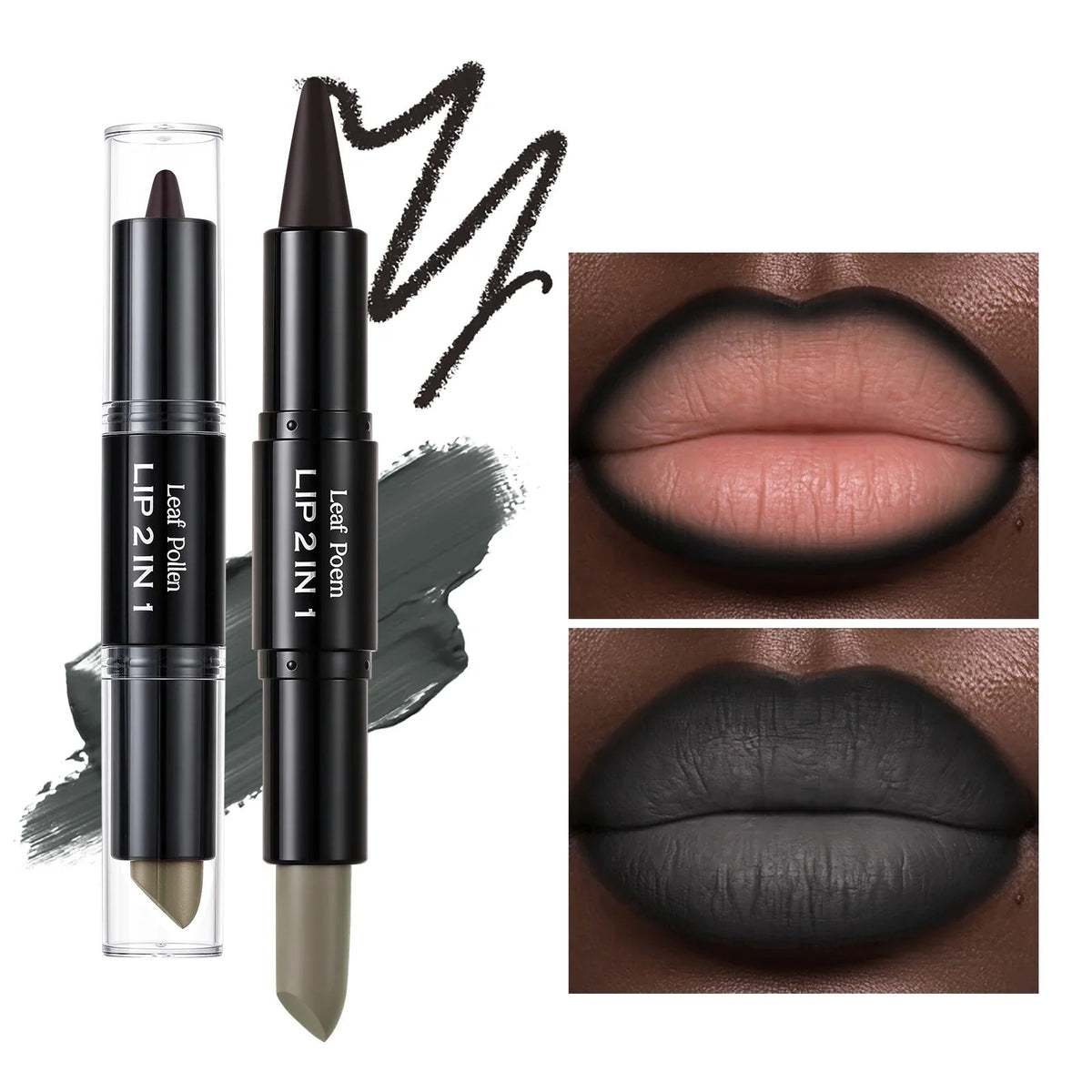 2-in-1 ombré lipstick and lip liner by RAVEN KRONE, shade 04 Grey