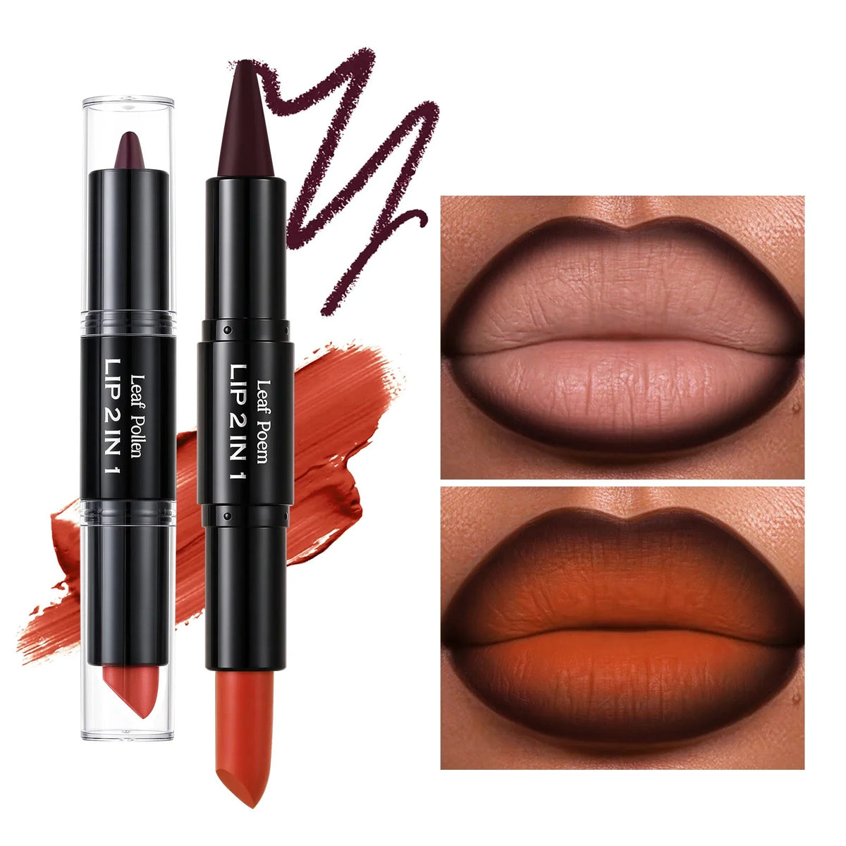 2-in-1 ombré lipstick and lip liner by RAVEN KRONE, shade 07 Orange