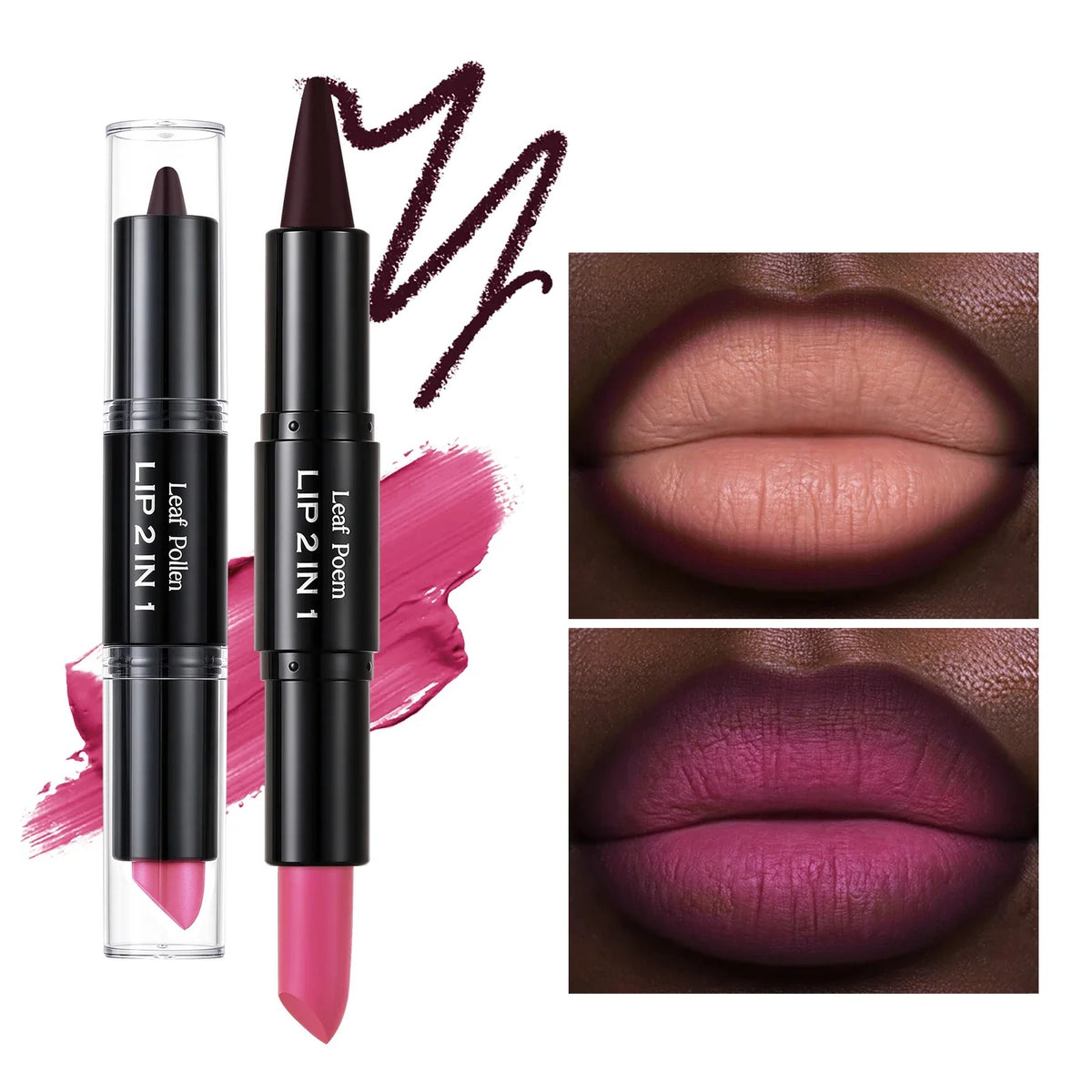 2-in-1 ombré lipstick and lip liner by RAVEN KRONE, shade 08 Mauve