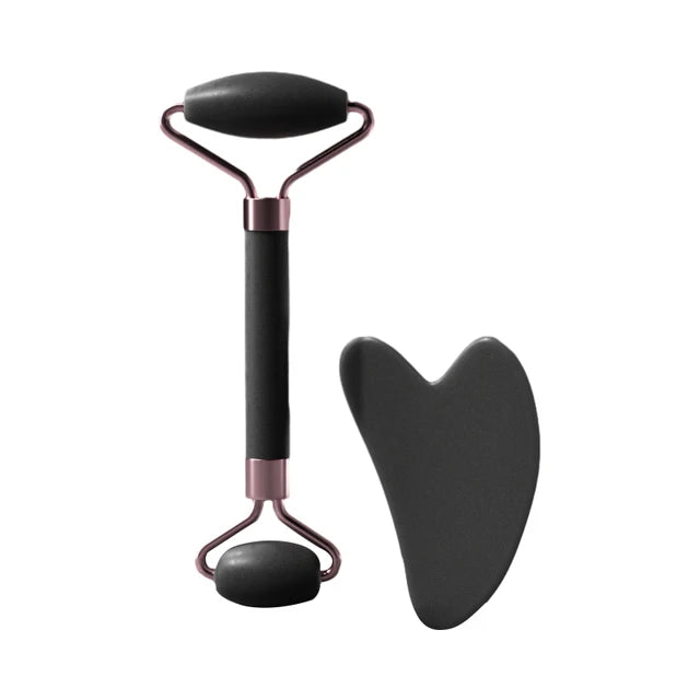 Resin Facial Massage Roller with Heart Shaped Scraping Plate