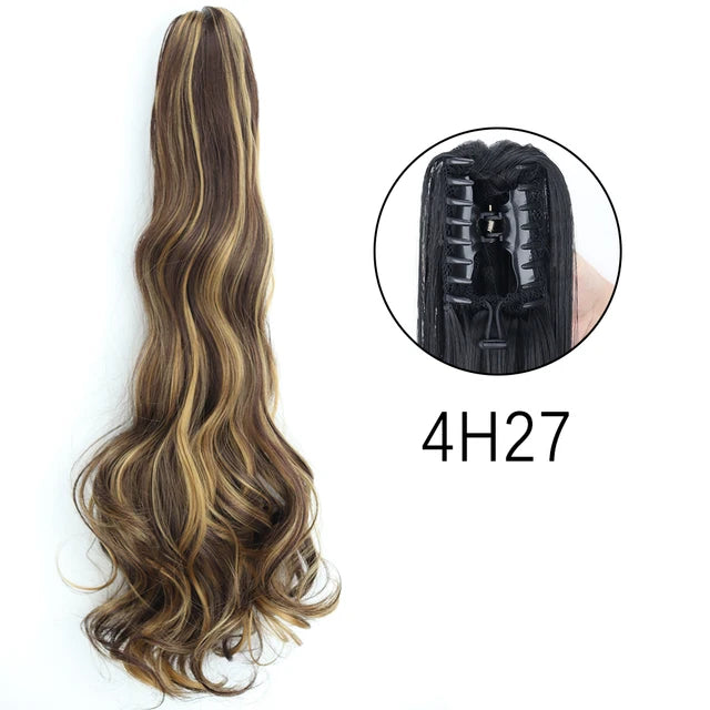 Synthetic Claw Clip In Extensions - Long Straight Ponytail