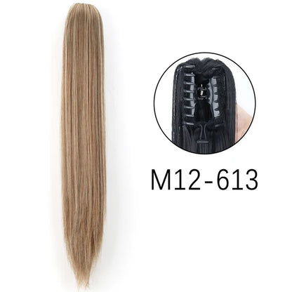 Synthetic Claw Clip In Extensions - Long Straight Ponytail