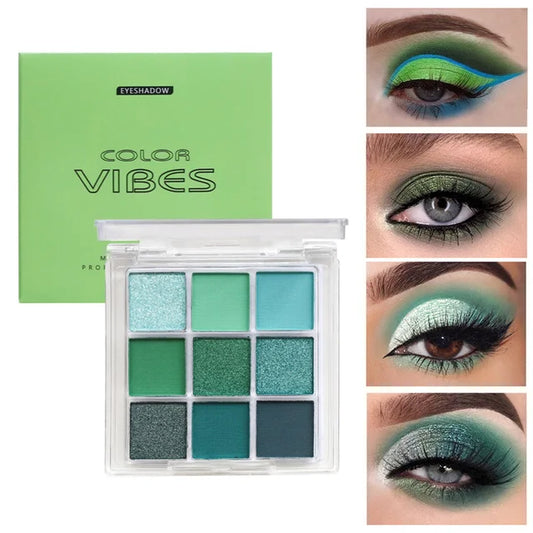 Paleta de sombras de ojos con 9 colores brillantes y resistentes al agua