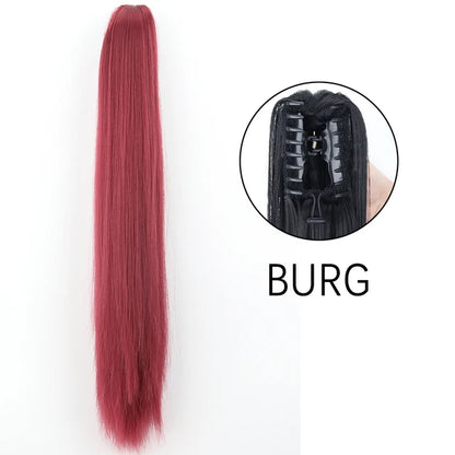 Synthetic Claw Clip In Extensions - Long Straight Ponytail