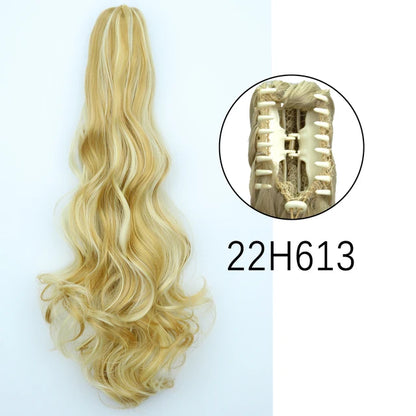 Synthetic Claw Clip In Extensions - Long Straight Ponytail