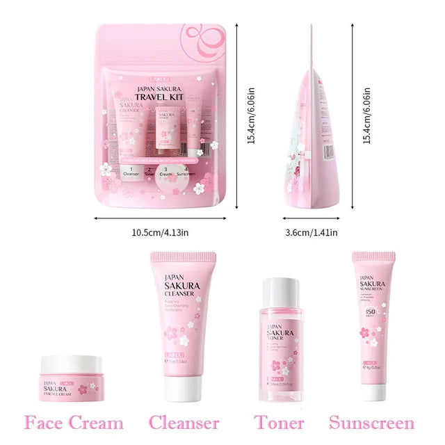 Sakura Skin Care Sets Limpiador facial Crema facial Suero Tónico Hidratante Iluminador Reafirmante Kit de cuidado facial Hidratante