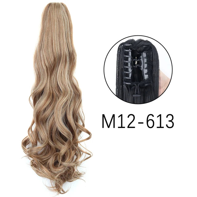 Synthetic Claw Clip In Extensions - Long Straight Ponytail