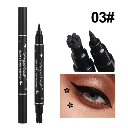 2 IN 1 Butterfly Seal Eyeliner Pen Star Moon Stamp Long-Lasting Waterproof Black Liquid