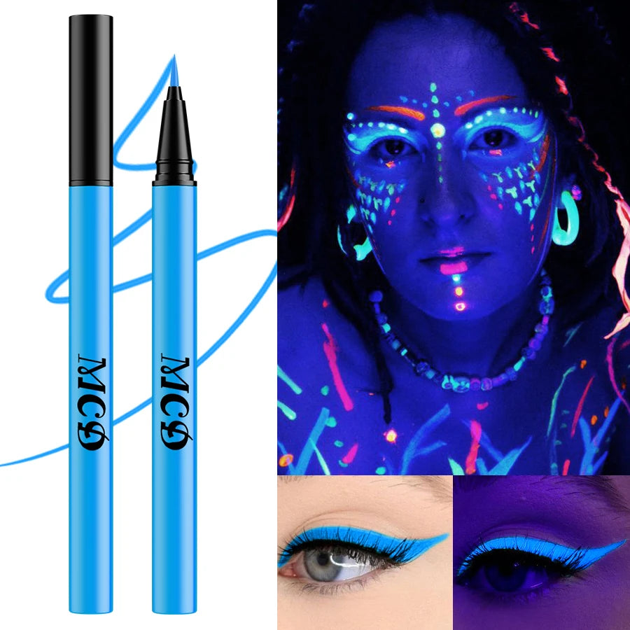 UV Neon Liquid Eyeliner – Blacklight Glow, Matte, Waterproof & Quick-Dry, 8 Colours