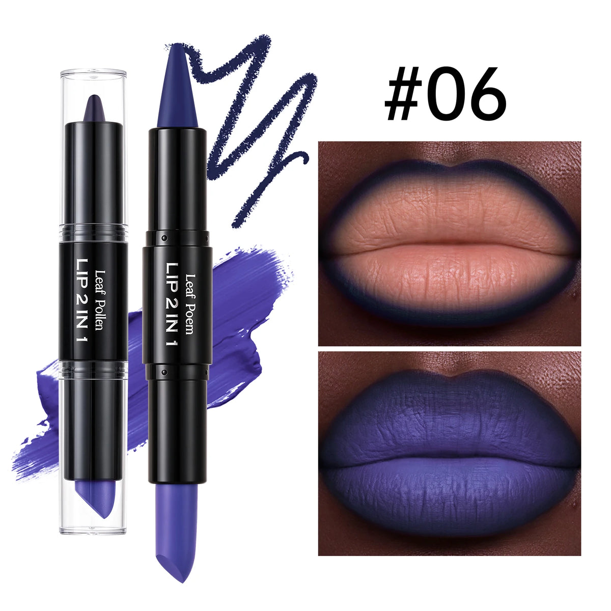 2-in-1 ombré lipstick and lip liner by RAVEN KRONE, shade 06 Blue